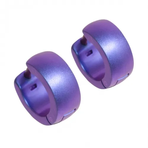 D-Shape Titanium Purple Cuff Hoops Earrings